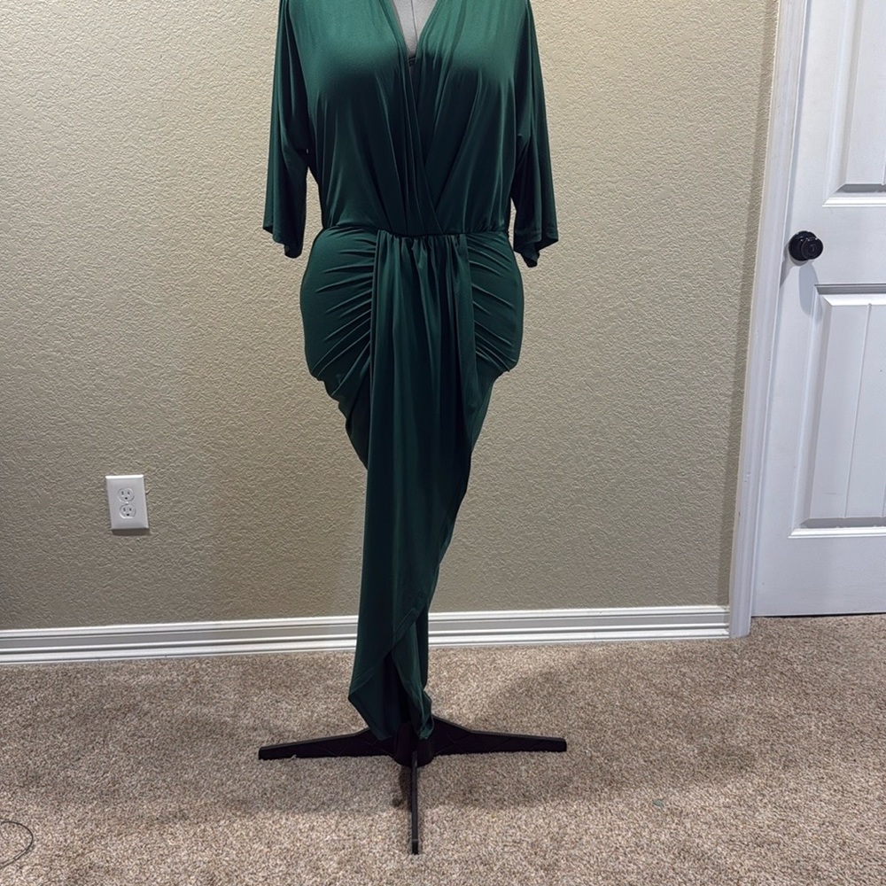 Baltic Born Deep Green Draped Midi Dress